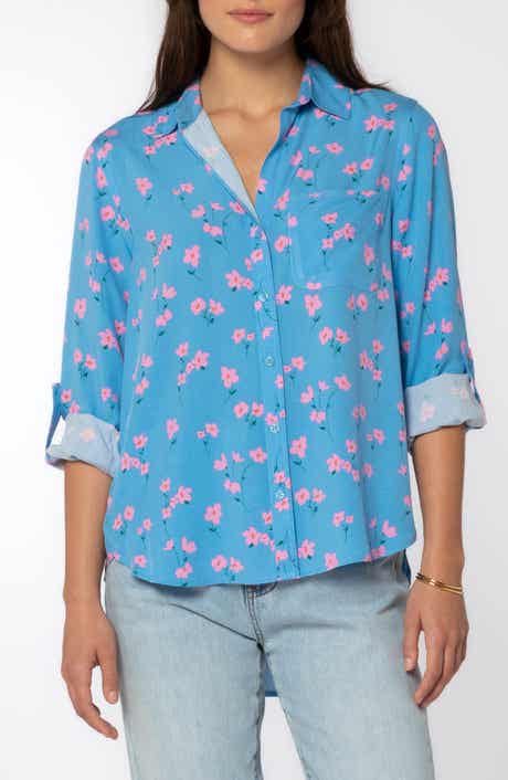 Elisa Floral Roll Tab Sleeve Shirt