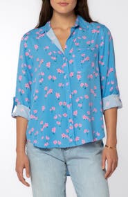 VELVET HEART Elisa Floral Roll Tab Sleeve Shirt