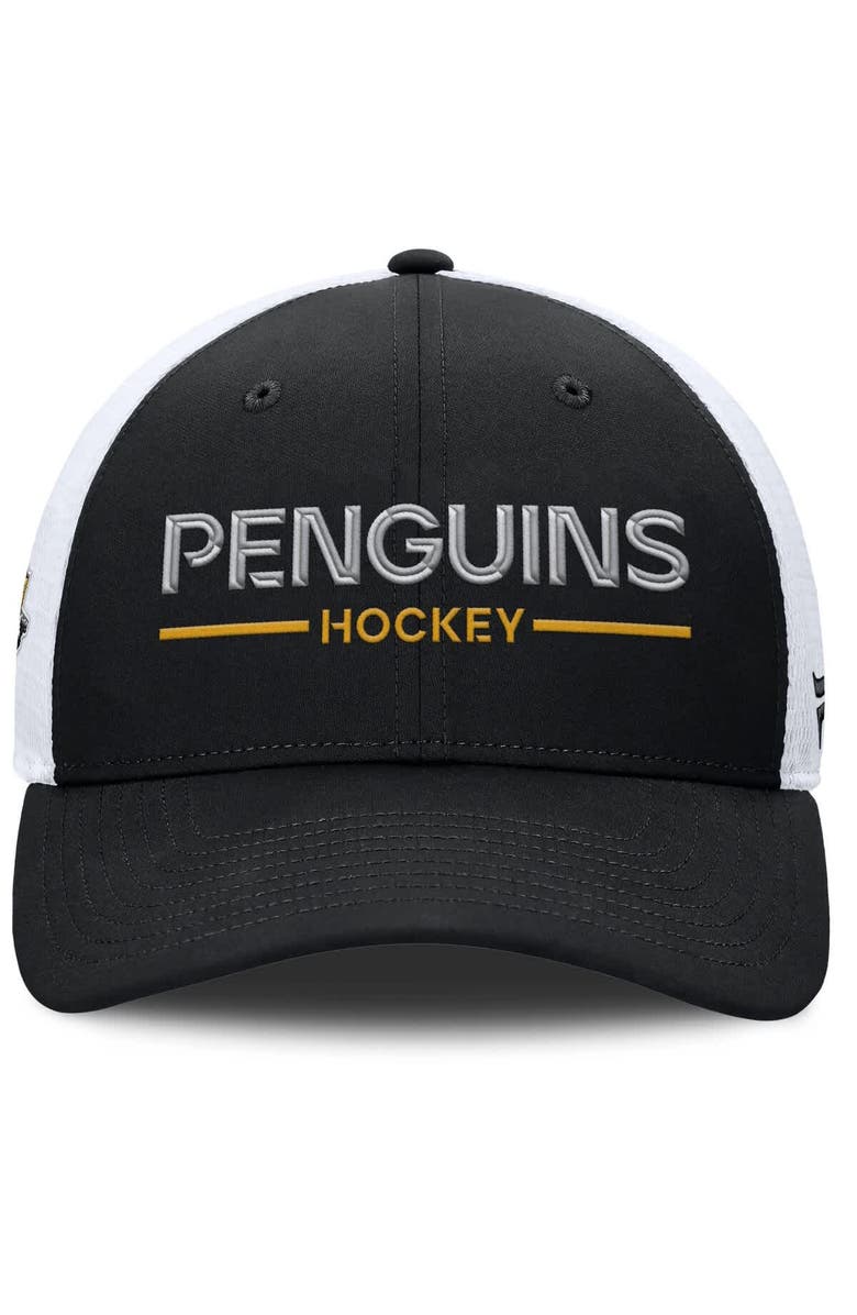 FANATICS Men's Fanatics Black/White Pittsburgh Penguins Authentic Pro Rink Lockup Adjustable Trucker Hat, Alternate, color, Black