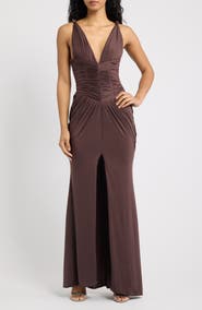 HOUSE OF CB Tabitha Plunge Neck Liquid Soft Jersey Gown