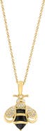 EFFY 14K Yellow Gold Diamond Onyx Bumble Bee Pendant Necklace