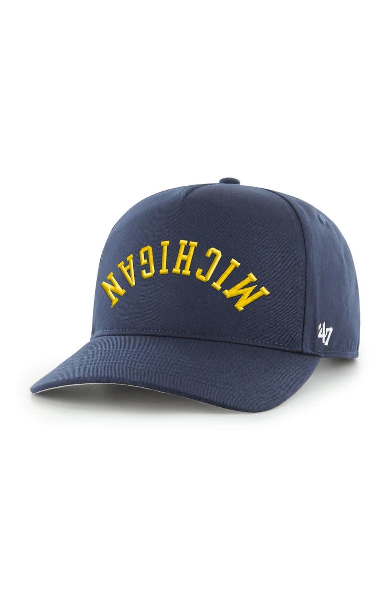'47 Men's '47 Navy Michigan Wolverines Flip Script Hitch Adjustable Hat, Alternate, color, 