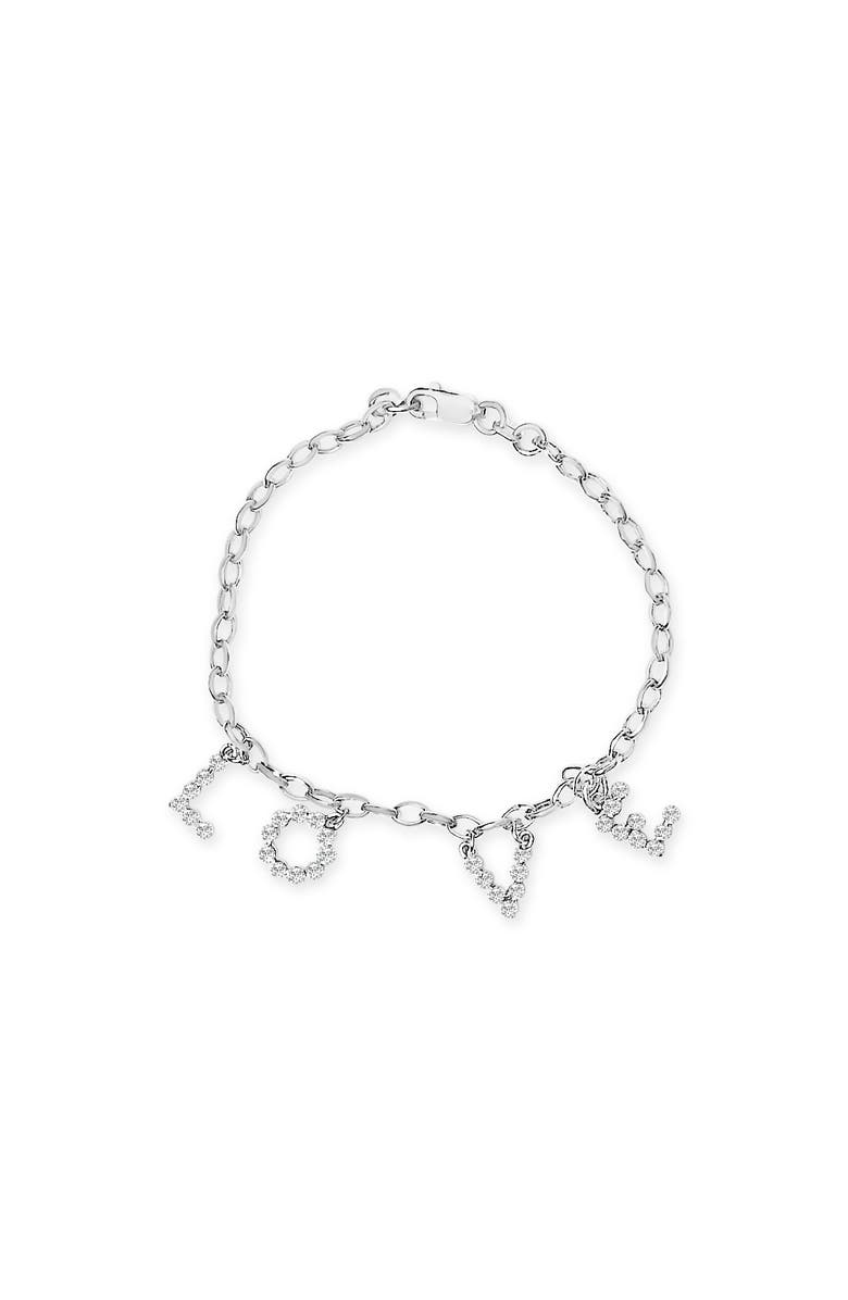Haus of Brilliance 10k White Gold 1/6 Cttw Diamond "Love" Charm Cable Chain Bracelet, Main, color, White