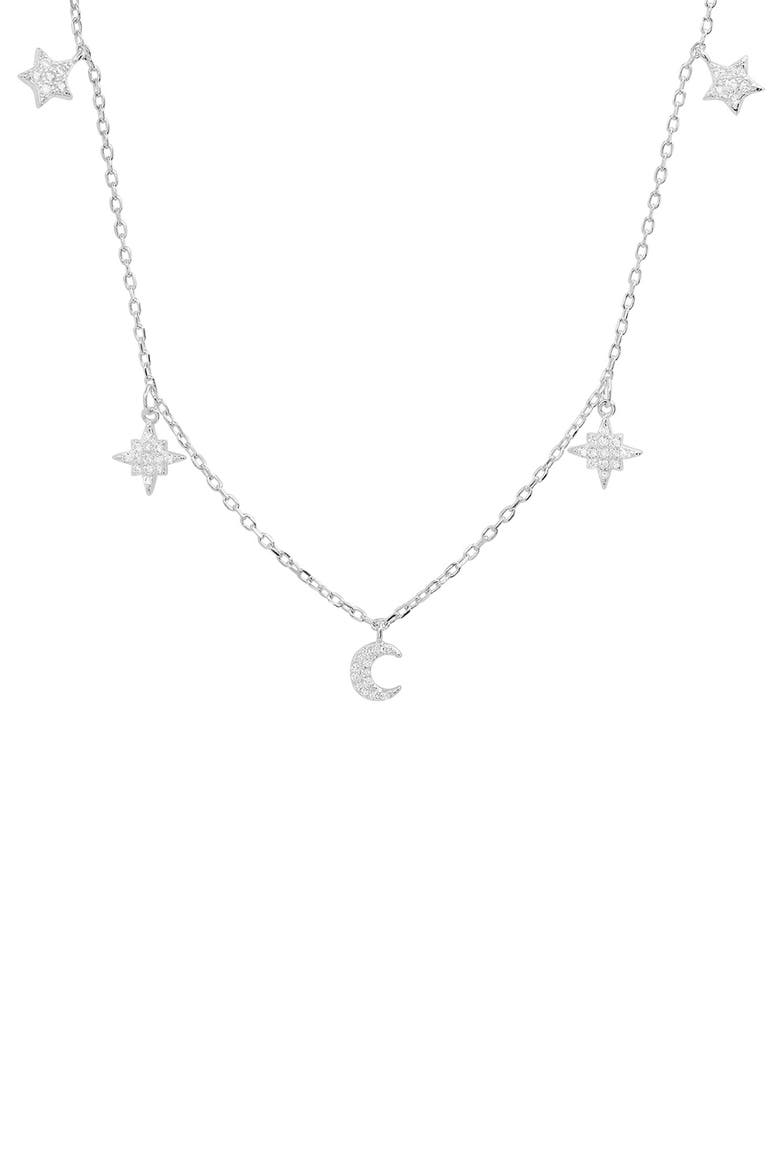 Sterling Silver Celestial Cubic Zirconia Drop Necklace, Main, color, SILVER