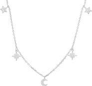 Queen Jewels Sterling Silver Celestial Cubic Zirconia Drop Necklace