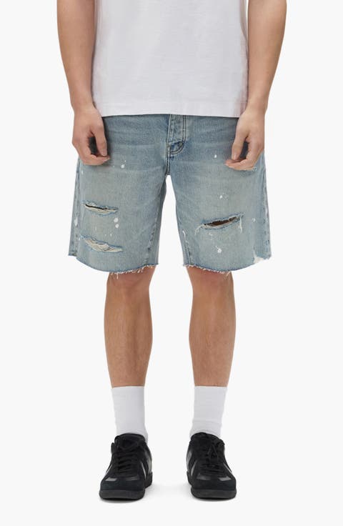Painterly Ripped Jean Shorts
