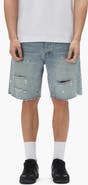 PURPLE BRAND Painterly Ripped Jean Shorts