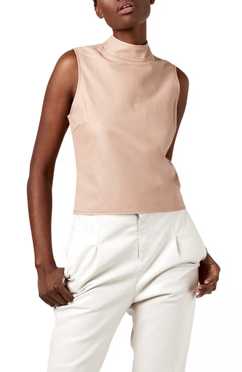 Crawford Mock Neck Sleeveless Recycled Leather Top
