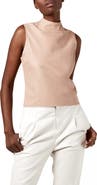 AS by DF Crawford Mock Neck Sleeveless Recycled Leather Top