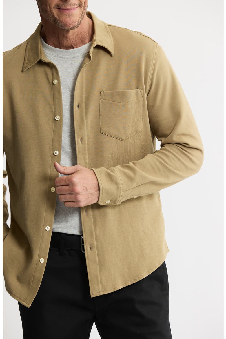 Stretch Pima Cotton Button-Up Shirt, Alternate, color, KHAKI