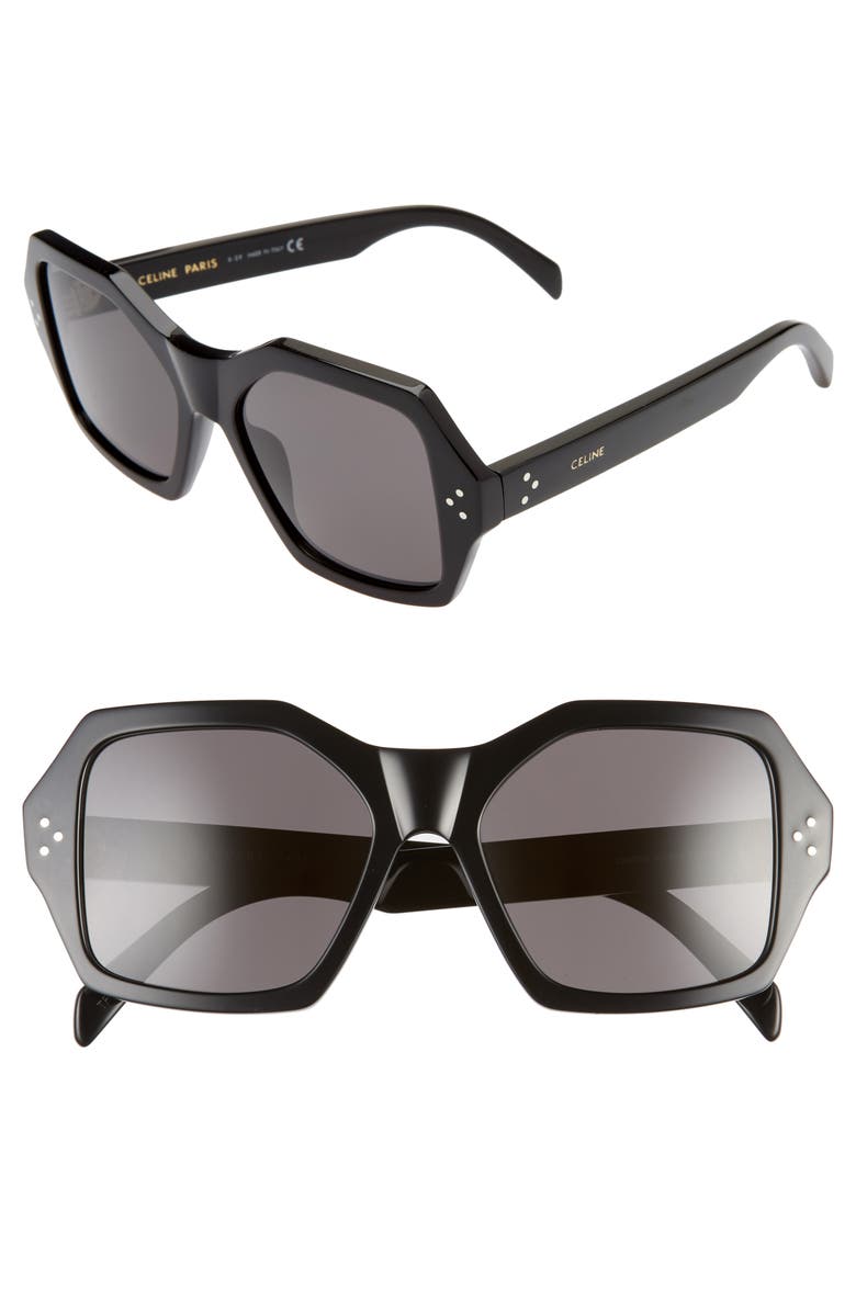 CELINE 55mm Square Sunglasses, Main, color, 