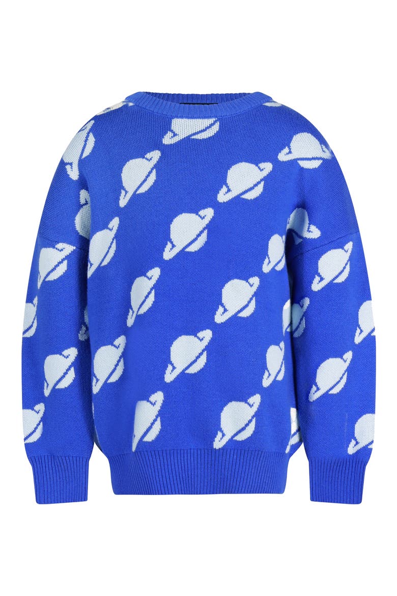 Kids' Cotton Crewneck Sweater, Alternate, color, BLUE PLANET