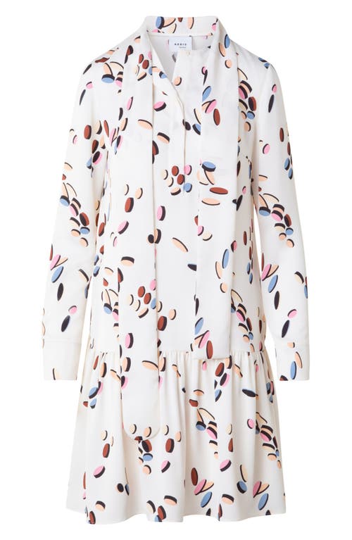 Akris Punto Boho Dropping Dots Long Sleeve Satin Shirtdress