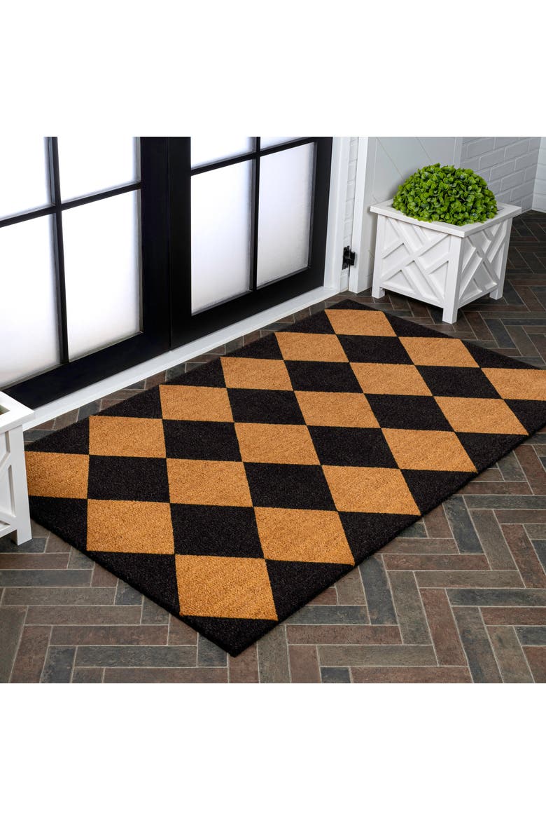 Peater Classic Casual Commerical Natural Coir Indoor/Outdoor Mat, Alternate, color, Natural Black Geo