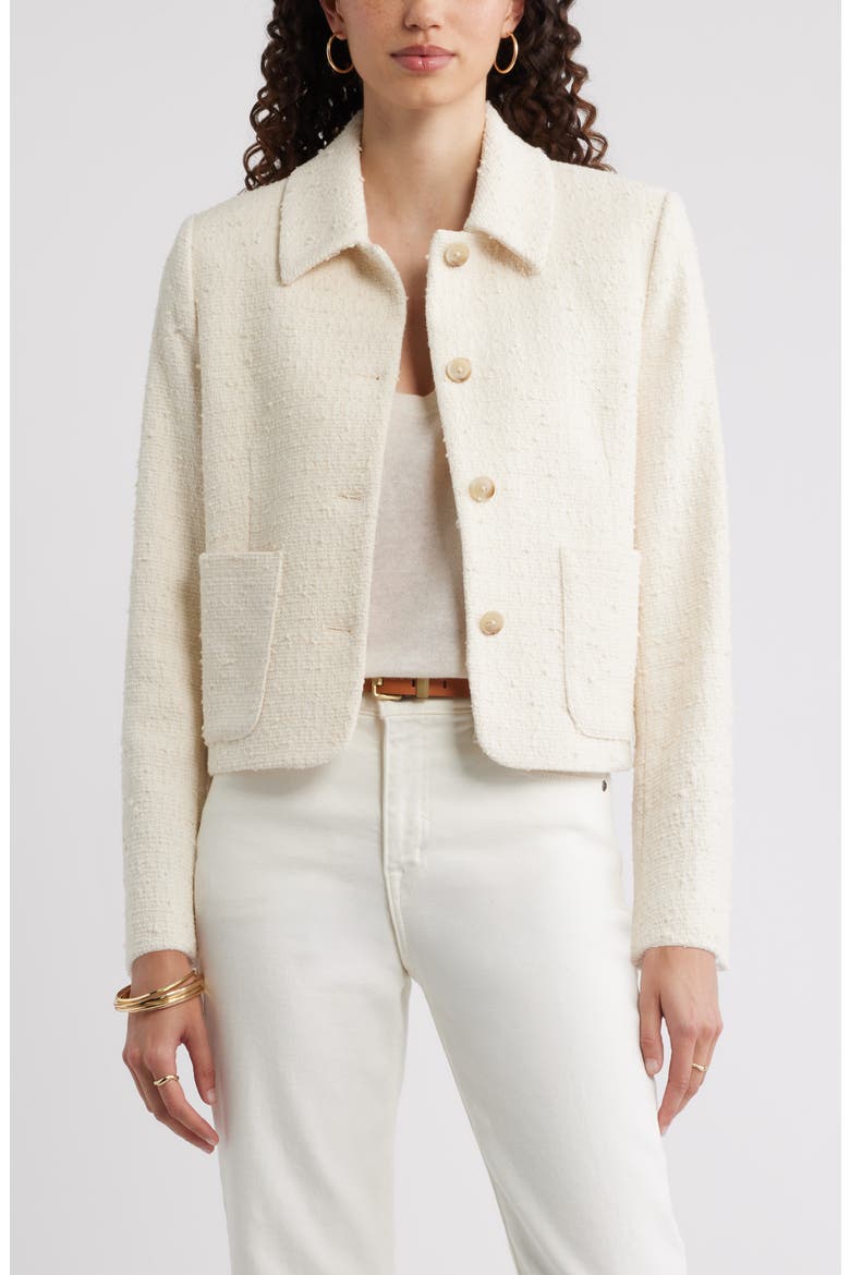 Tweed Crop Patch Pocket Jacket (Women) | Nordstrom