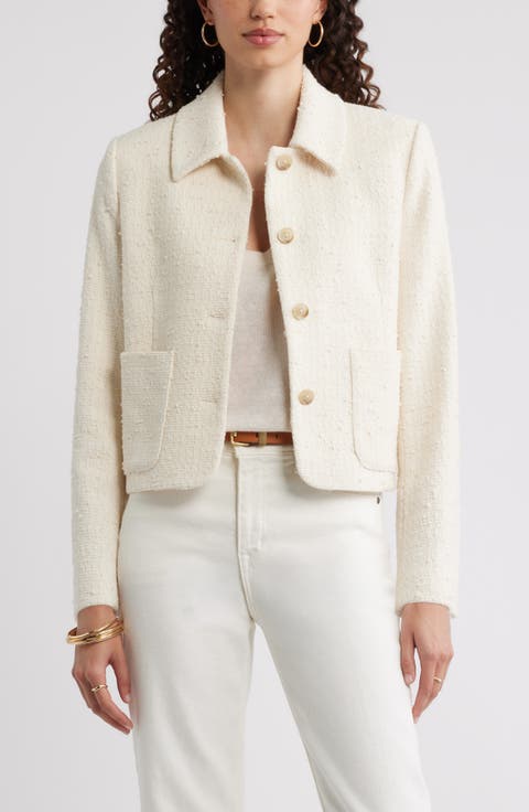 Tweed Crop Patch Pocket Jacket