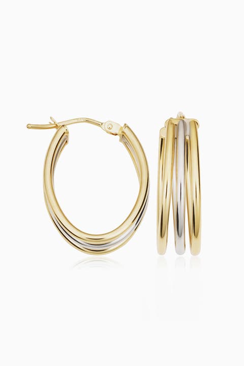 10K Gold Trifecta Hoops Earrings