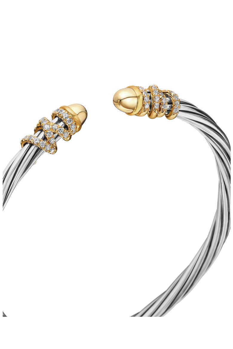 Helena Bracelet in Sterling Silver & 18K Gold with Diamonds, 4mm, Alternate, color, GOLD/ SILVER/ GOLD DOME