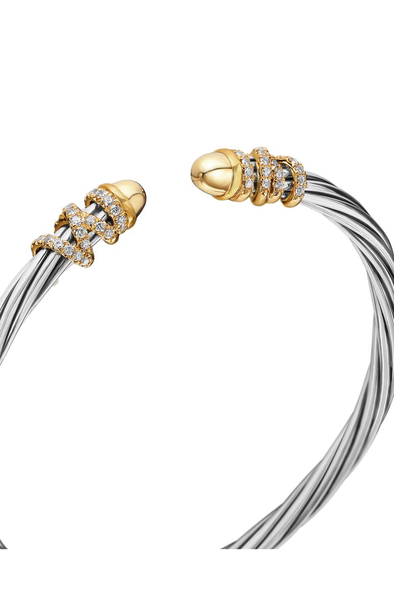 David Yurman Helena Bracelet in Sterling Silver & 18K Gold with Diamonds, 4mm, Alternate, color, Gold/ Silver/ Gold Dome
