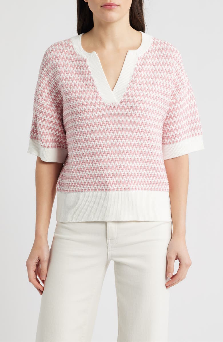 Bernardo Jacquard Popover Sweater, Main, color, Blush