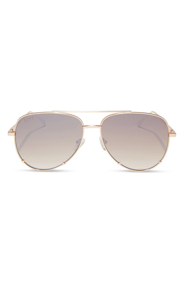 DIFF 63mm Scarlett Aviator Sunglasses, Main, color, Gold