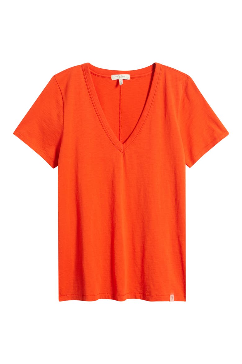 The Slub V-Neck T-Shirt, Alternate, color, BT RED
