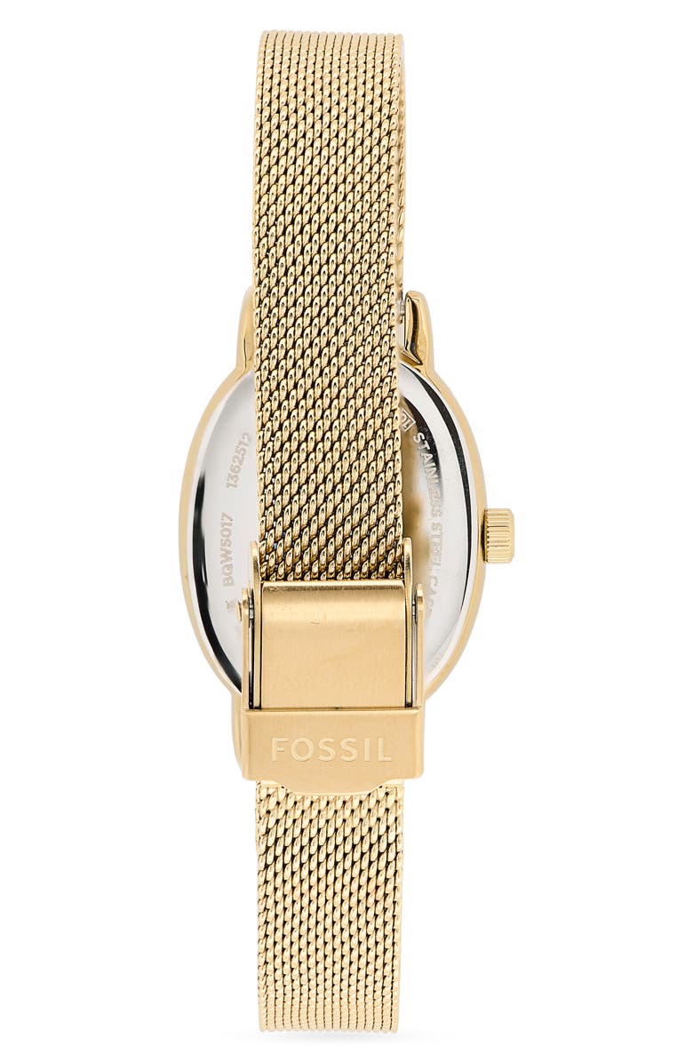 Fossil Penny Mother-of-Pearl Mesh Bracelet Watch, 23mm, Alternate, color, Gold