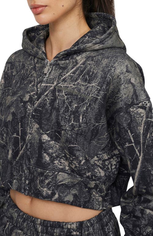 Good For Nothing Woodland Blackout Camo Crop Zip Hoodie In Multi