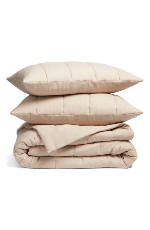 Organic Cotton Mélange Quilted Comforter & Shams Set