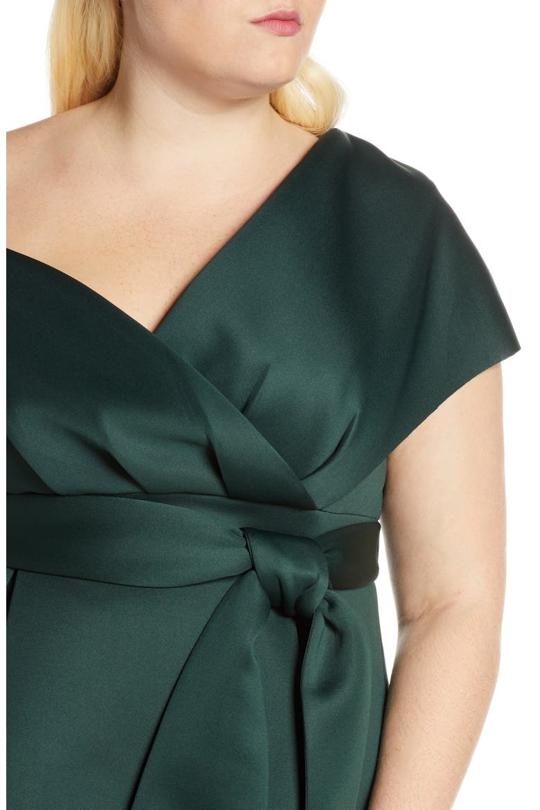 Curve Edel One-Shoulder Cocktail Dress, Alternate, color, TEAL