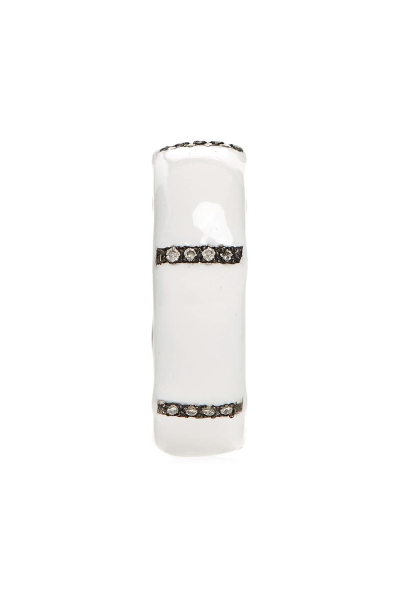 Old World Enamel Wide Stack Ring, Alternate, color, BLACKENED SILVER/ WHITE