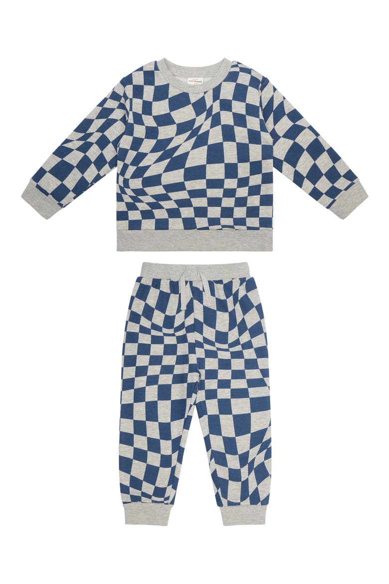 Kids' Checkered Sweatshirt & Joggers Set, Main, color, MEDIUM HEATHER GREY CHECKERS