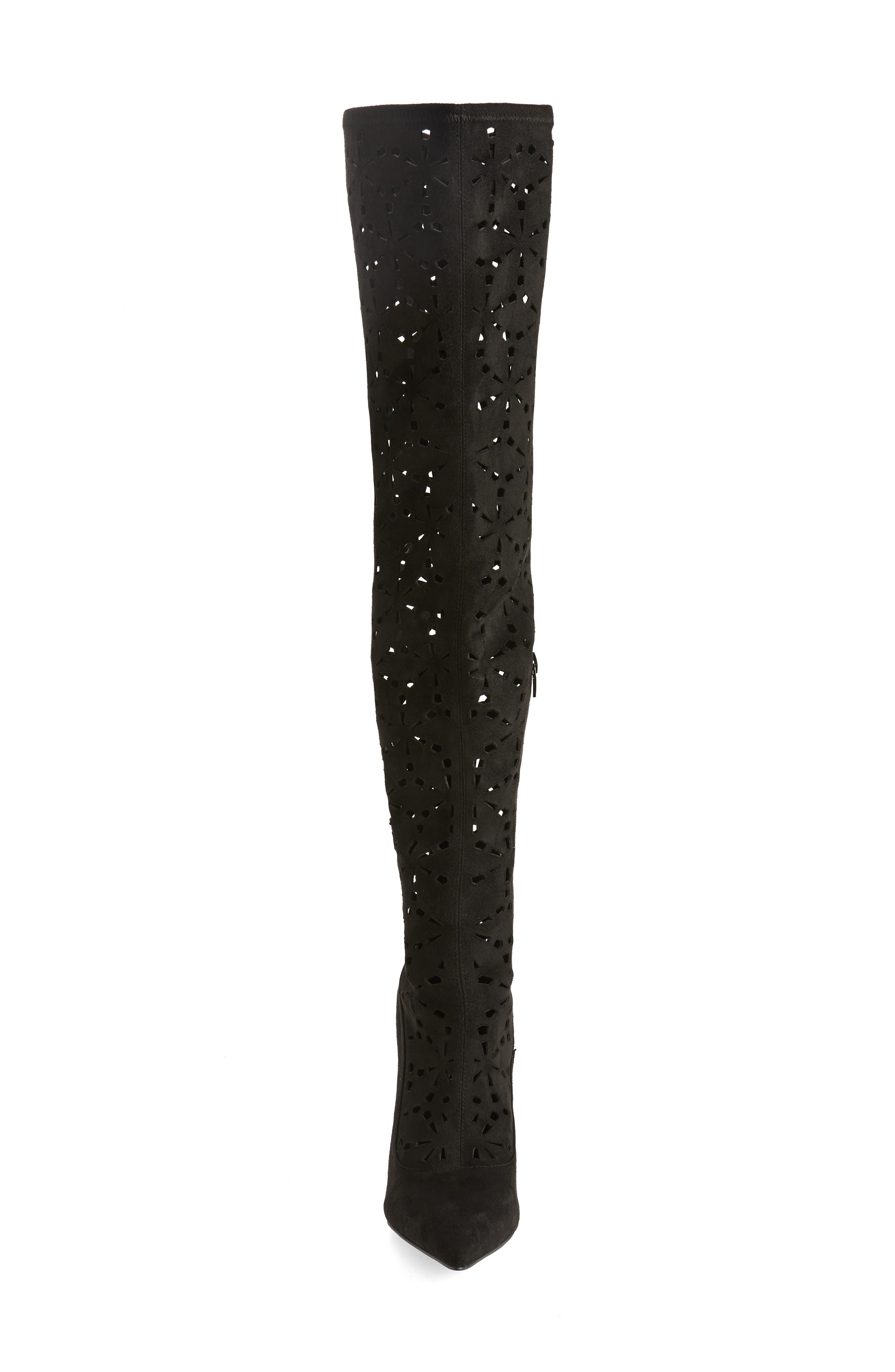 Jeffrey Campbell Adonia Pointed Toe Perforated Over the Knee Boot, Alternate, color, 