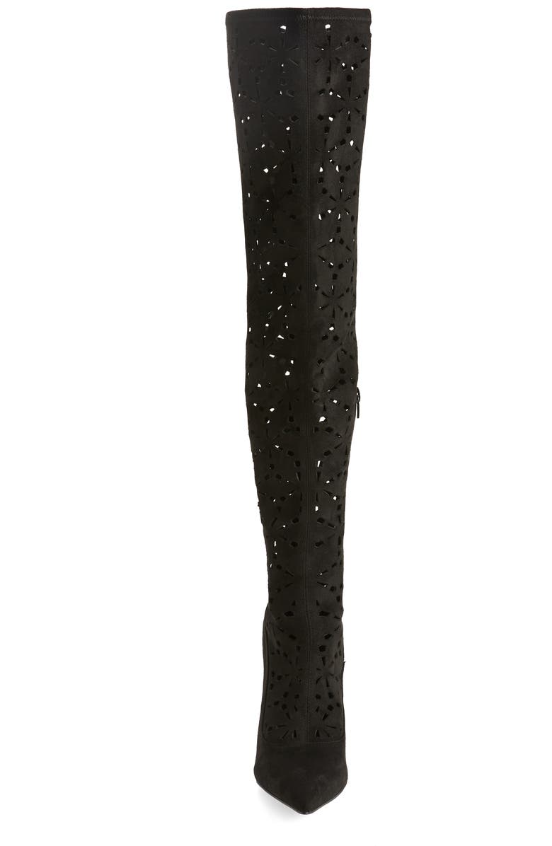 Jeffrey Campbell Adonia Pointed Toe Perforated Over the Knee Boot, Alternate, color,