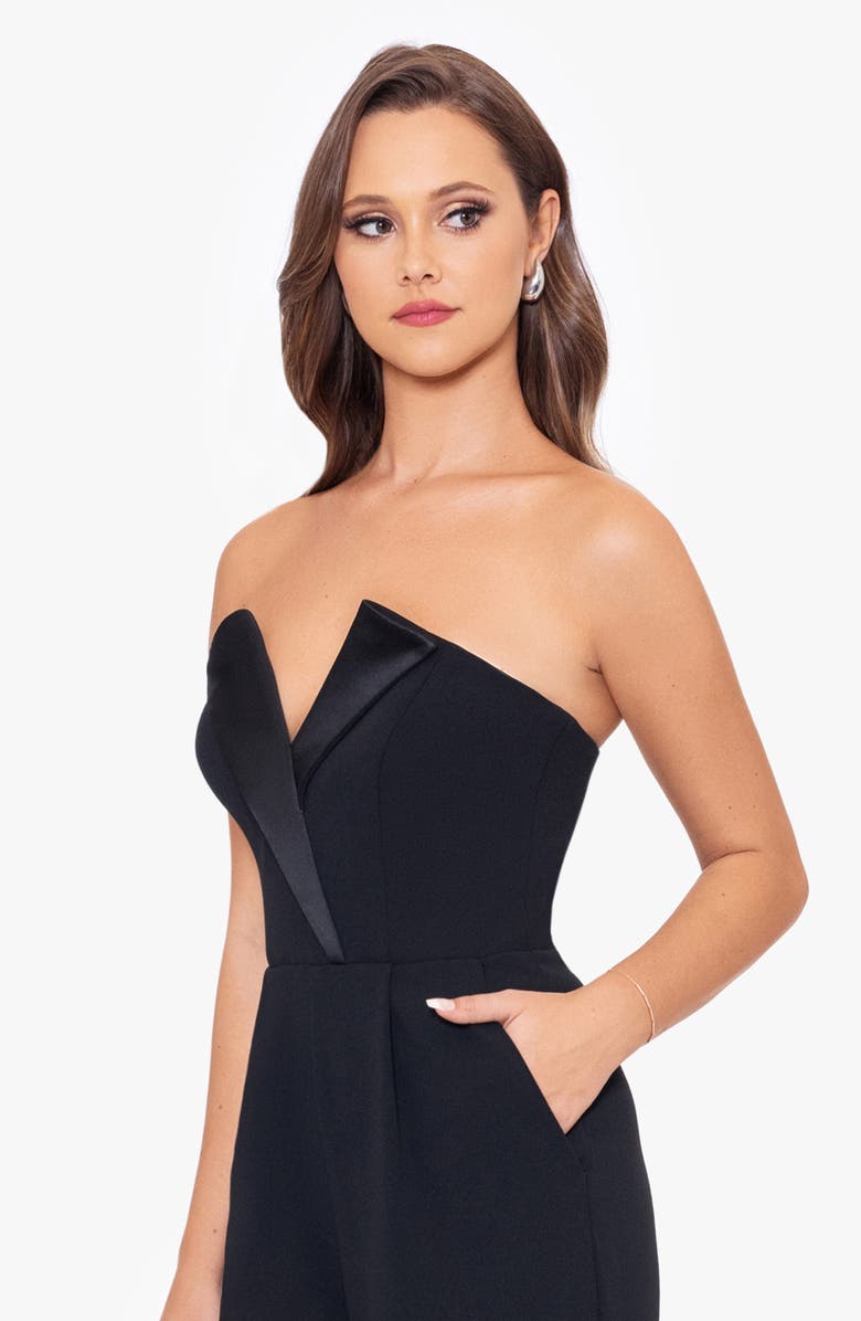 Betsy & Adam Strapless Tuxedo Jumpsuit, Alternate, color,