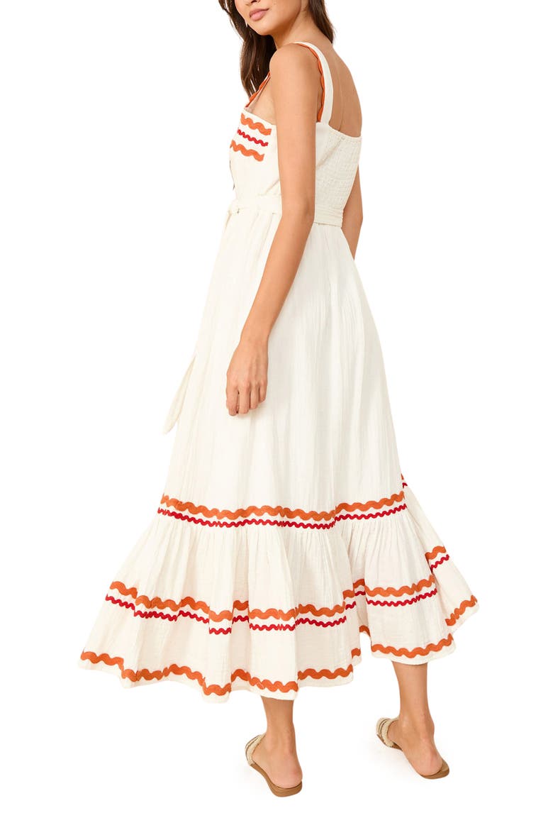Rickrack Trim Maxi Sundress, Alternate, color, WHITE
