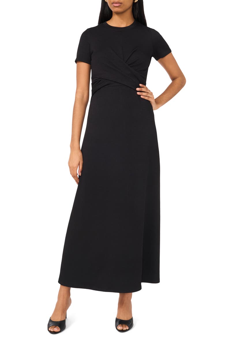Crossover Bodice Maxi Dress, Main, color, RICH BLACK