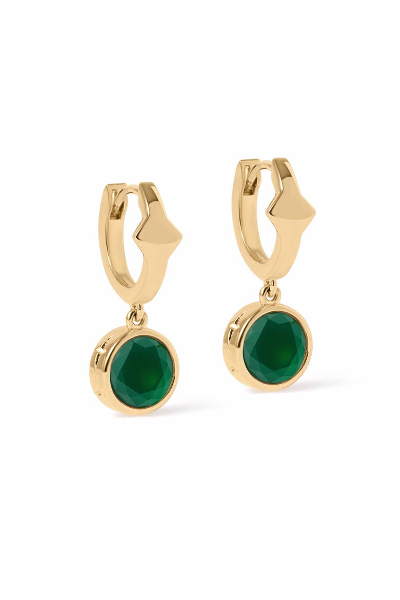 Gold Luna Green Agate Huggie Earrings, Main, color, Green Agate