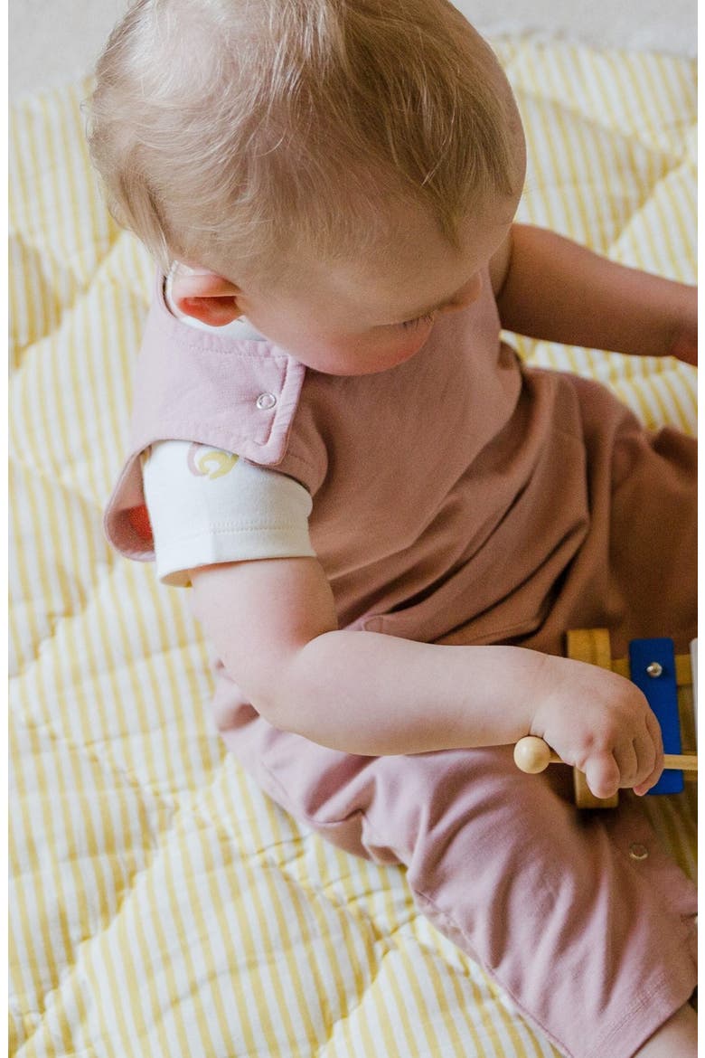 Organic Cotton French Terry Overalls, Alternate, color, SOFT PEONY