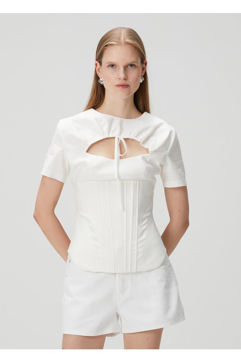 Tailored Corset Tee Top, Alternate, color, white