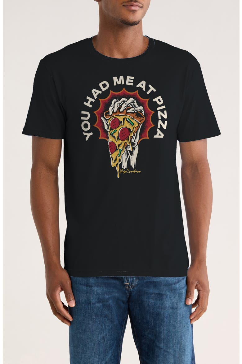 Pop Creature Had Me at Pizza Graphic T-Shirt, Main, color, BLACK