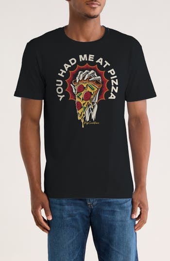 Monster Digital Pop Creature Had Me At Pizza Graphic T-shirt In Black