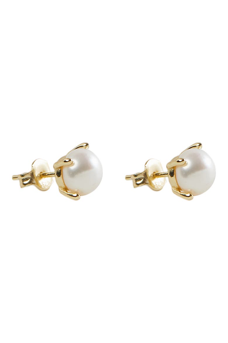 Freshwater Pearl Stud Earrings, Alternate, color, GOLD