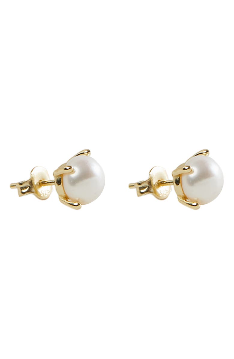 Argento Vivo Sterling Silver Freshwater Pearl Stud Earrings, Main, color, Gold