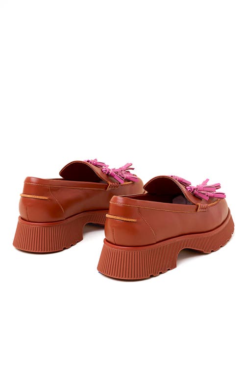 Charlotte Stone Chandler Tasseled Lug Sole Loafer In Brown