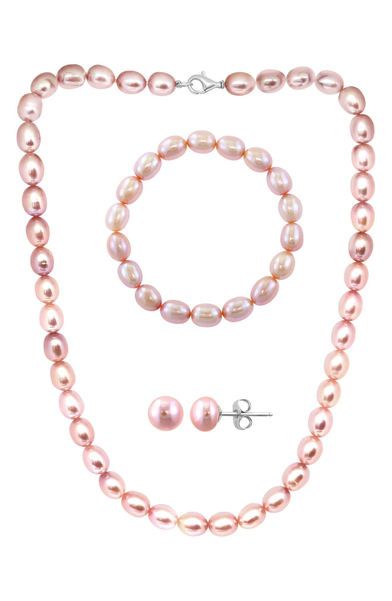 EFFY Pink Freshwater Pearl Necklace, Bracelet & Stud Earrings Set