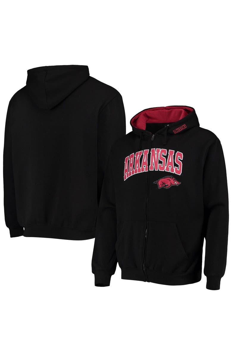 COLOSSEUM Men's Colosseum Black Arkansas Razorbacks Arch & Logo 3.0 Full-Zip Hoodie, Main, color, Black