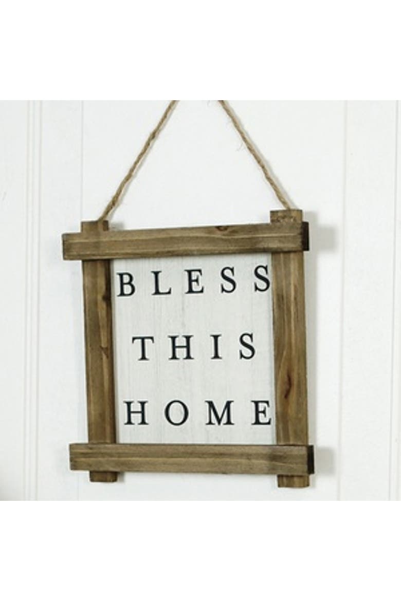 Bless This Home Wall Decor Sign, Rustic Hanging Decor for Entryway, Wood, White, Main, color, Brown