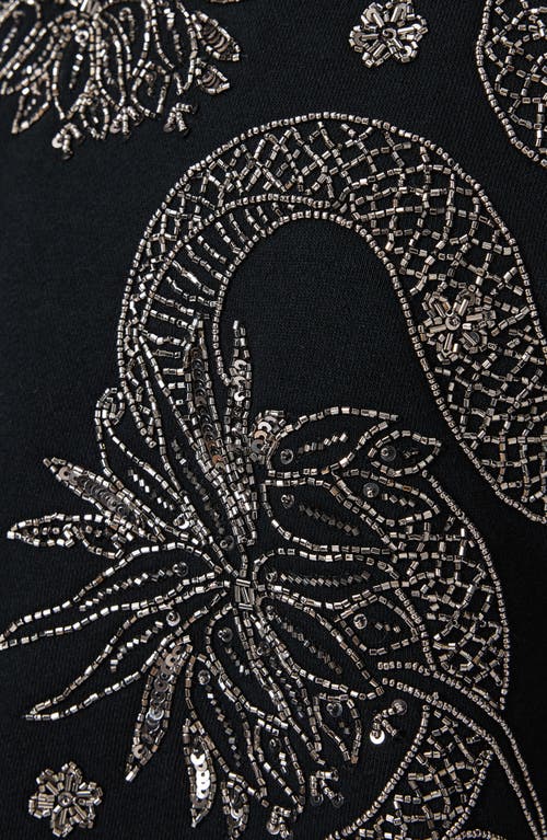 Allsaints Womens Cecile Pippa Flower-embellished Cotton-jersey Sweatshirt Black Xs In Black