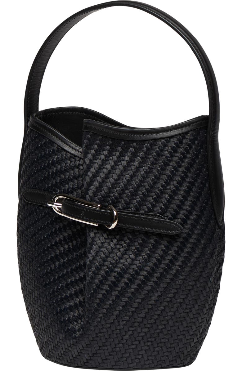 LIFFNER Mini Raffia Belted Bucket Bag, Alternate, color, Black